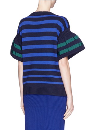 Back View - Click To Enlarge - SACAI LUCK - Puff sleeve stripe sweater