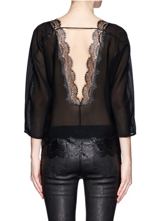 Back View - Click To Enlarge - SANDRO - Etincelle lace trim sheer top