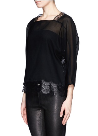 Front View - Click To Enlarge - SANDRO - Etincelle lace trim sheer top