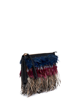 Front View - Click To Enlarge - MARNI - Mixed feather clutch