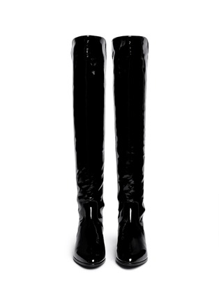 Figure View - Click To Enlarge - STUART WEITZMAN - 'Fifo' elastic back patent leather boots