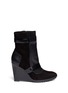 Main View - Click To Enlarge - 10 CROSBY DEREK LAM - 'Karli' leather panel suede wedge boots