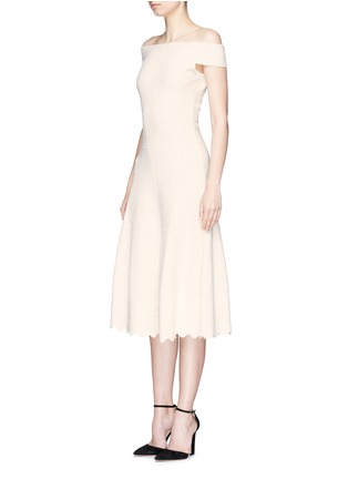 Front View - Click To Enlarge - ALEXANDER MCQUEEN - Lace jacquard off-shoulder dress
