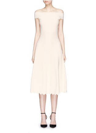 Main View - Click To Enlarge - ALEXANDER MCQUEEN - Lace jacquard off-shoulder dress