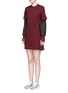Front View - Click To Enlarge - PARTICLE FEVER - Windbreaker sleeve underlay jersey dress