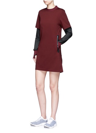 Figure View - Click To Enlarge - PARTICLE FEVER - Windbreaker sleeve underlay jersey dress