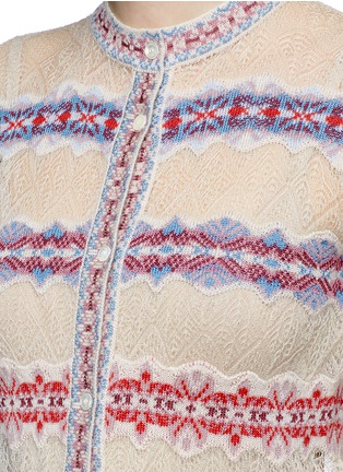 Detail View - Click To Enlarge - ALEXANDER MCQUEEN - Fair Isle knit stripe silk lace cardigan