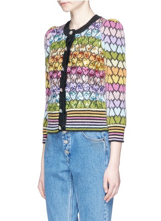 Front View - Click To Enlarge - MARC JACOBS - Sequin heart jacquard cardigan