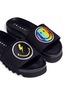 Detail View - Click To Enlarge - JOSHUA SANDERS - 'Rainbow Smile' embroidered patch canvas slides