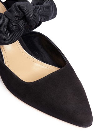 Detail View - Click To Enlarge - THE ROW - 'Coco' grosgrain ribbon kitten heel suede mules