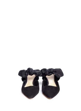 Front View - Click To Enlarge - THE ROW - 'Coco' grosgrain ribbon kitten heel suede mules