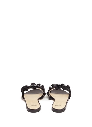 Back View - Click To Enlarge - ALEXANDER WHITE - 'Eloisa' patent leather bow ruffle suede slide sandals