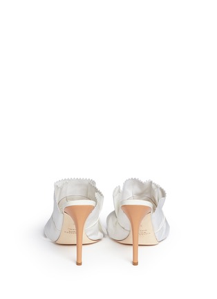 Back View - Click To Enlarge - ALEXANDER WHITE - 'Eloisa' leather bow tie ruffle linen mules