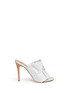 Main View - Click To Enlarge - ALEXANDER WHITE - 'Eloisa' leather bow tie ruffle linen mules