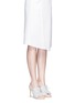 Figure View - Click To Enlarge - ALEXANDER WHITE - 'Eloisa' leather bow tie ruffle linen mules