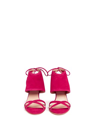 Front View - Click To Enlarge - ALEXANDER WHITE - 'Hanna' tassel tie suede sandals