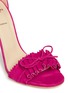 Detail View - Click To Enlarge - ALEXANDER WHITE - 'Eva' bow tie ruffle front suede sandals