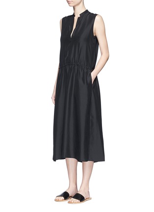 Figure View - Click To Enlarge - VINCE - Ruched silk sleeveless dress