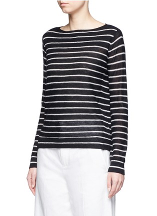 Front View - Click To Enlarge - VINCE - Stripe boat neck cashmere sweater