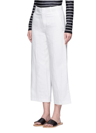 Front View - Click To Enlarge - VINCE - High waist linen blend twill culottes
