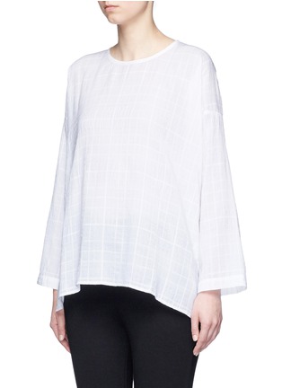 Front View - Click To Enlarge - VINCE - Check crinkled stripe top