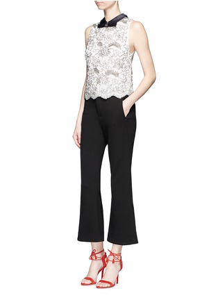 Figure View - Click To Enlarge - ALICE & OLIVIA - 'Manie' satin collar embellished floral lace top