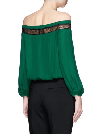 Back View - Click To Enlarge - ALICE & OLIVIA - 'Esmeralda' lace insert off-shoulder silk top