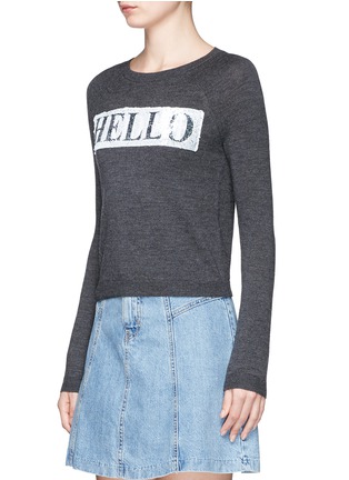 Front View - Click To Enlarge - ALICE & OLIVIA - 'Hello Goodbye' slogan wool sweater