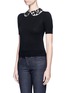 Front View - Click To Enlarge - ALICE & OLIVIA - 'Regina' floral embellished collar wool sweater