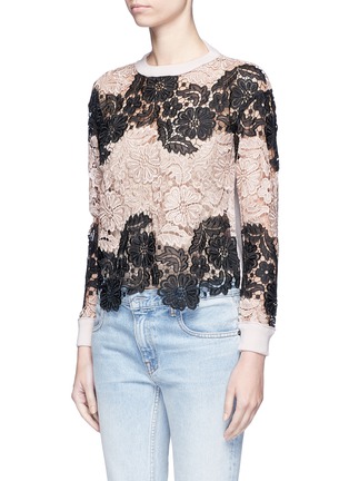 Front View - Click To Enlarge - ALICE & OLIVIA - 'Jesse' floral guipure lace wool sweater