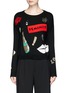 Main View - Click To Enlarge - ALICE & OLIVIA - 'Glynda' slogan patch embellished wool sweater