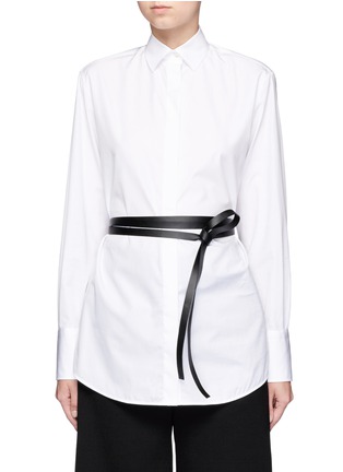 Main View - Click To Enlarge - VALENTINO GARAVANI - Faux leather belt poplin shirt