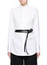 Main View - Click To Enlarge - VALENTINO GARAVANI - Faux leather belt poplin shirt