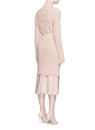 Back View - Click To Enlarge - VALENTINO GARAVANI - Belted virgin wool-cashmere turtleneck long sweater