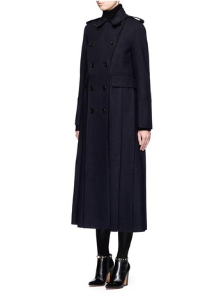 Front View - Click To Enlarge - VALENTINO GARAVANI - Tuck pleat felted wool long coat