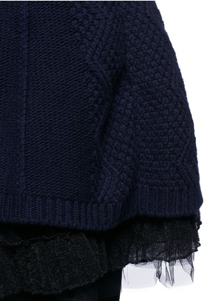 Detail View - Click To Enlarge - VALENTINO GARAVANI - Virgin wool-cashmere cable knit flared tulle dress