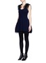 Front View - Click To Enlarge - VALENTINO GARAVANI - Virgin wool-cashmere cable knit flared tulle dress