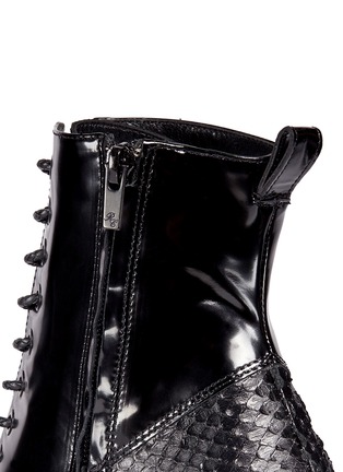 Detail View - Click To Enlarge - CLERGERIE - 'Bono' mock snakeskin leather lace-up boots