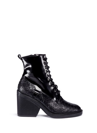 Main View - Click To Enlarge - CLERGERIE - 'Bono' mock snakeskin leather lace-up boots