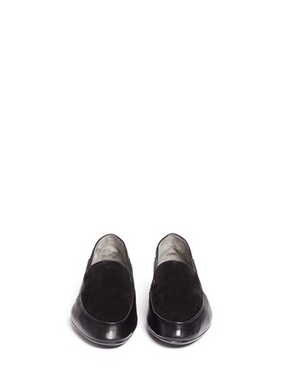 Front View - Click To Enlarge - CLERGERIE - 'Fani' suede vamp lambskin leather loafers