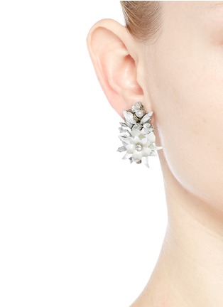 Figure View - Click To Enlarge - ERICKSON BEAMON - 'Winter Wonderland' Swarovski crystal floral cluster earrings