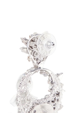 Detail View - Click To Enlarge - ERICKSON BEAMON - 'Winter Wonderland' fringed floral hoop Swarovski crystal earrings