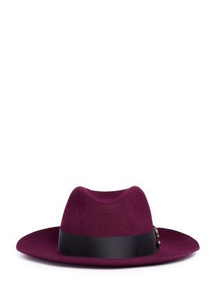 Main View - Click To Enlarge - SENSI STUDIO - 'Sarah' stud grosgrain bow wool felt fedora hat