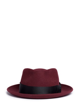 Main View - Click To Enlarge - SENSI STUDIO - Grosgrain bow wool felt fedora hat