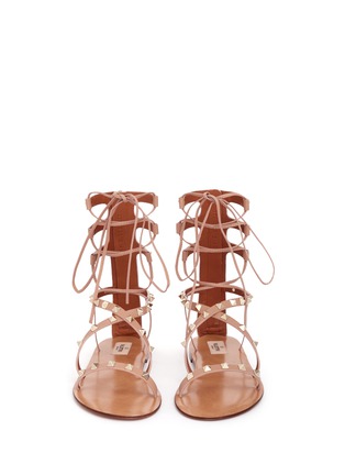 Front View - Click To Enlarge - VALENTINO GARAVANI - 'Rockstud' leather gladiator sandals