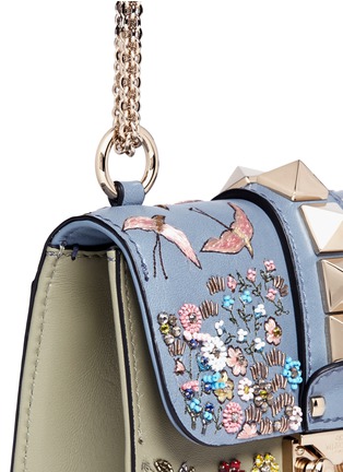 Detail View - Click To Enlarge - VALENTINO GARAVANI - 'Rockstud Lock' small embellished garden leather chain bag