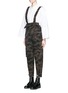 Front View - Click To Enlarge - JINNNN - Camouflage felted wool suspender parachute pants