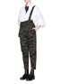 Figure View - Click To Enlarge - JINNNN - Camouflage felted wool suspender parachute pants