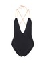 Main View - Click To Enlarge - SOLID & STRIPED - 'The Alexandra' plunge lace-up back swimsuit