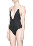 Figure View - Click To Enlarge - SOLID & STRIPED - 'The Alexandra' plunge lace-up back swimsuit